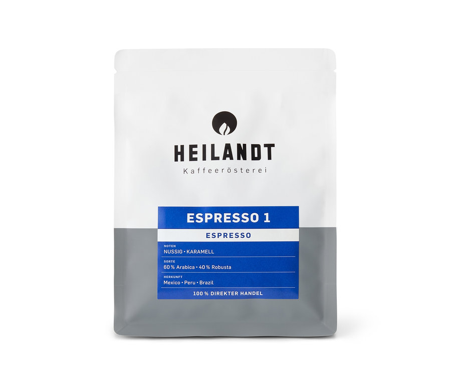 Eine Packung Heilandt - Espresso 1 - 250 g Ganze Bohne.