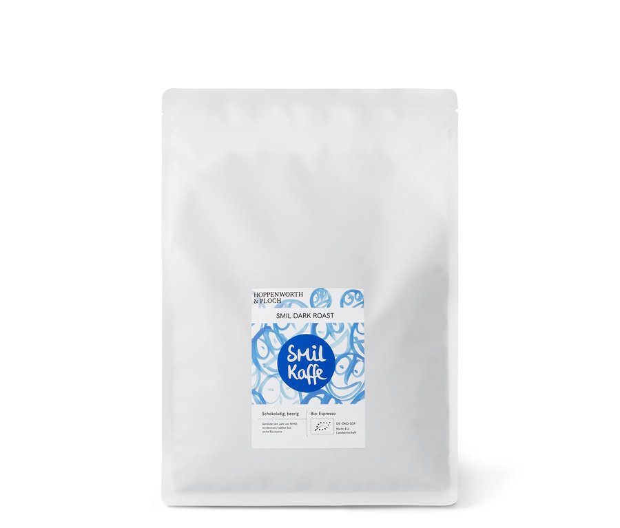Ein 1 kg Paket Hoppenworth & Ploch - Smil - Dark Roast Omni-Roast.