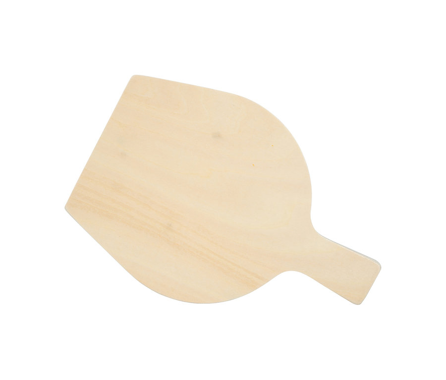 Helle, braune Pizza Schaufel aus Holz.