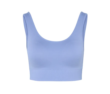 Nahaufnahme eines lavendelfarbenen Seamless-Sport-Bustiers.