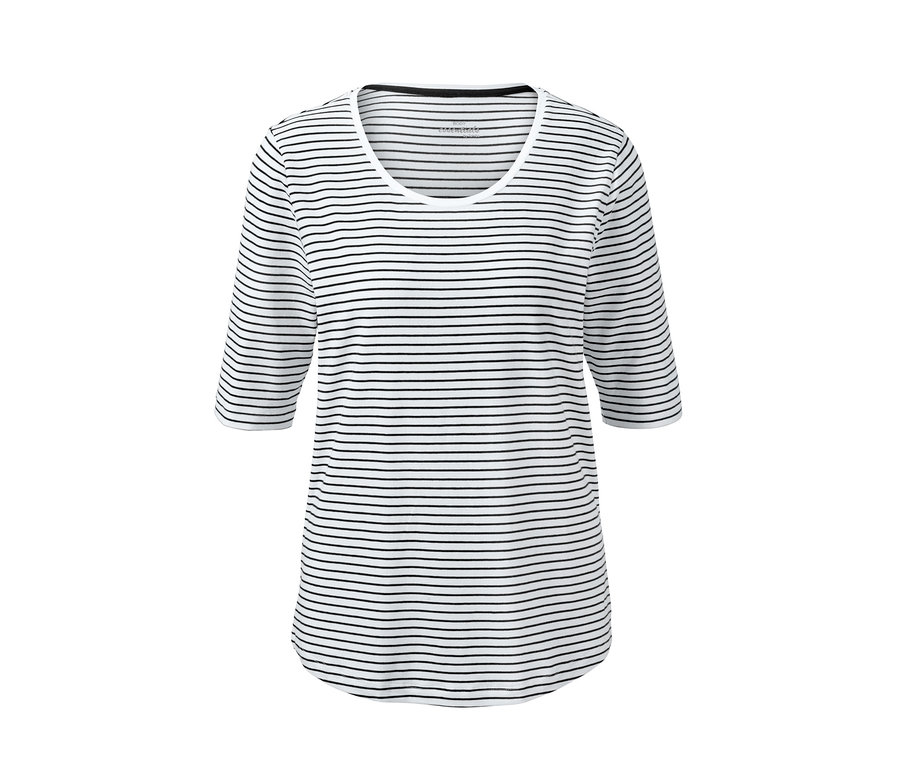 Gestreiftes Pyjama-T-Shirt mit kurzen Ärmeln.