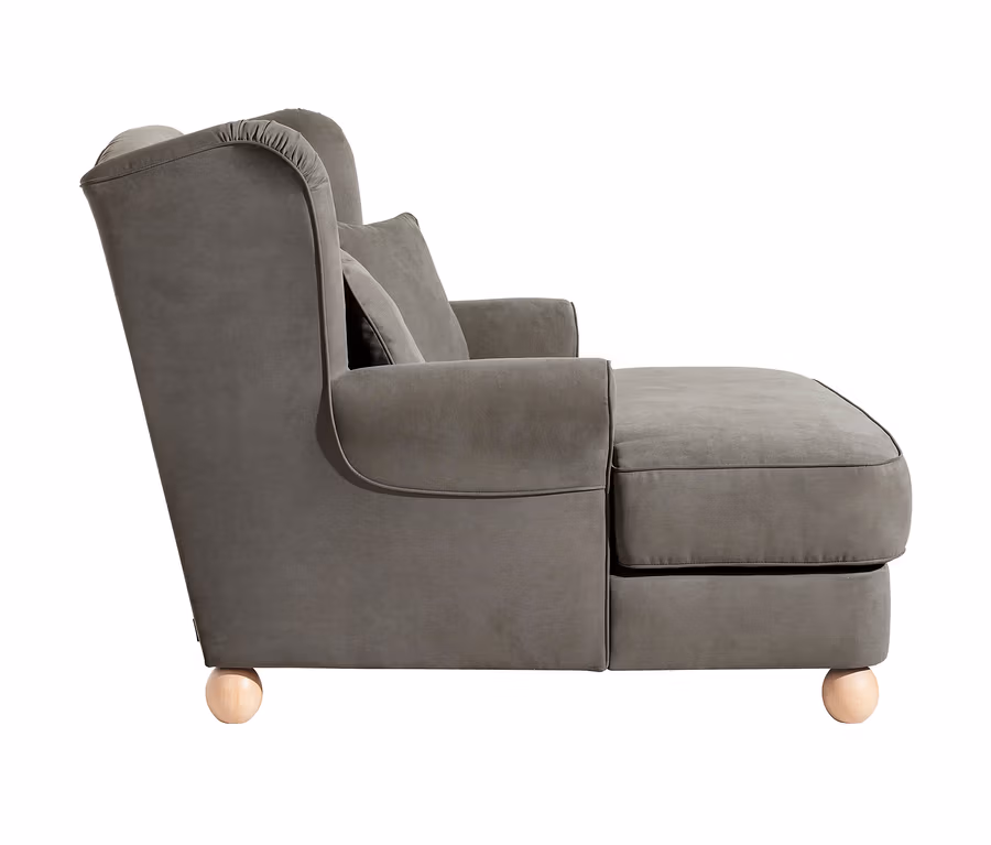 Grauer Max Winzer® Polstersessel »Harvard« XXL-Ohrensessel mit Armlehnen und Kissen.