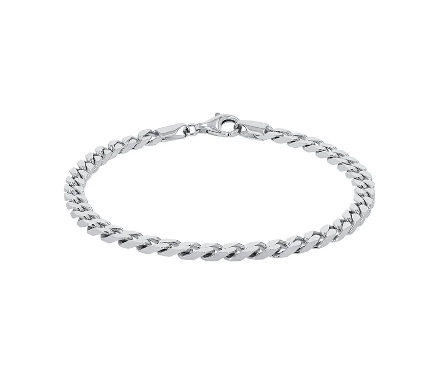 Nahaufnahme eines silbernen Gliederarmbands.