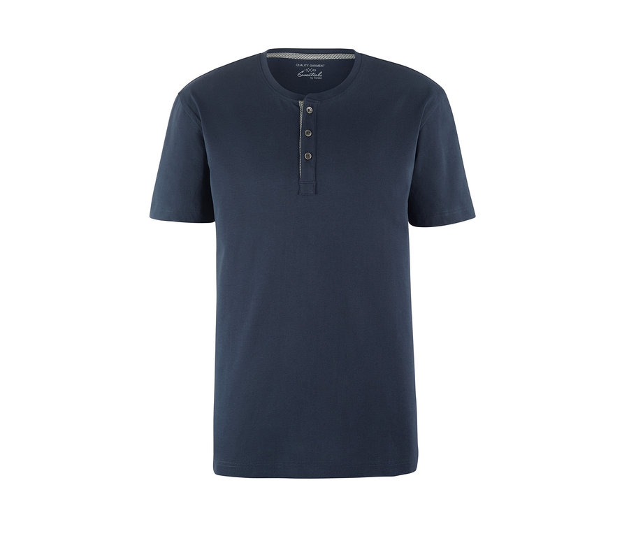 Marineblauer Shorty-Pyjama mit kurzen Ärmeln und Knöpfen.