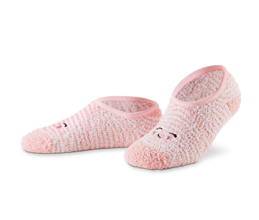 Zwei Paar rosa Hausschuh-Socken.