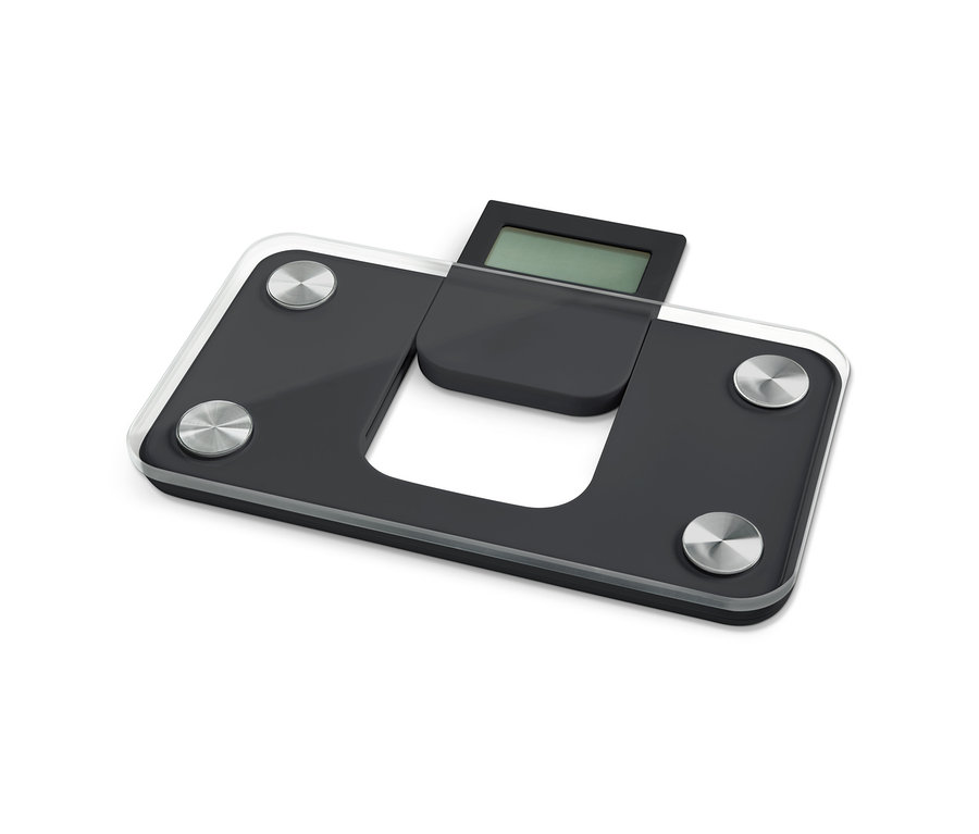 Detailansicht einer ultrakompakten Badwaage.