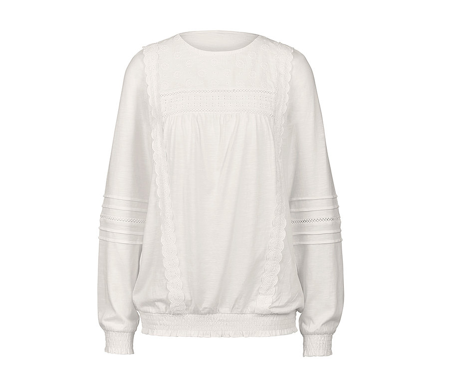 Weisses Blusenshirt mit Stickerei.