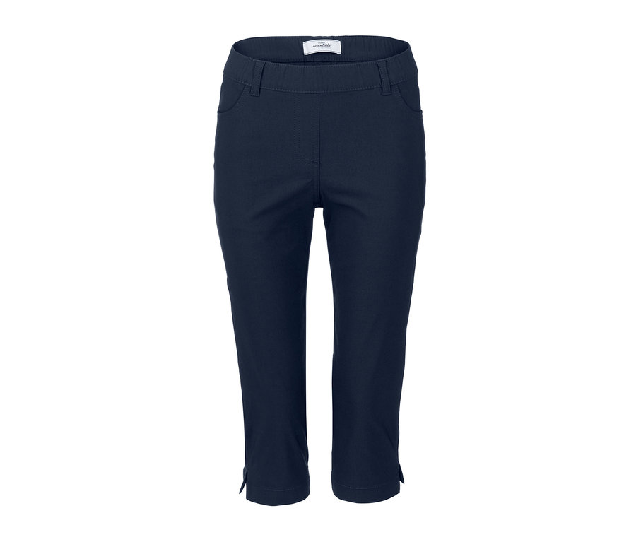 Dunkelblaue Bengalin-Hose in 3/4-Länge.