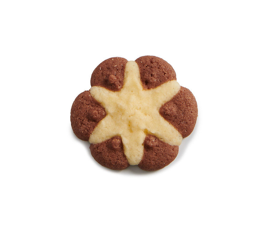 Brauner Keks mit weißem Stern in der Mitte.