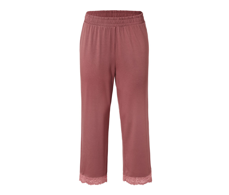 Rosa Pyjamahose mit elastischem Bund und Spitze am Beinabschluss.