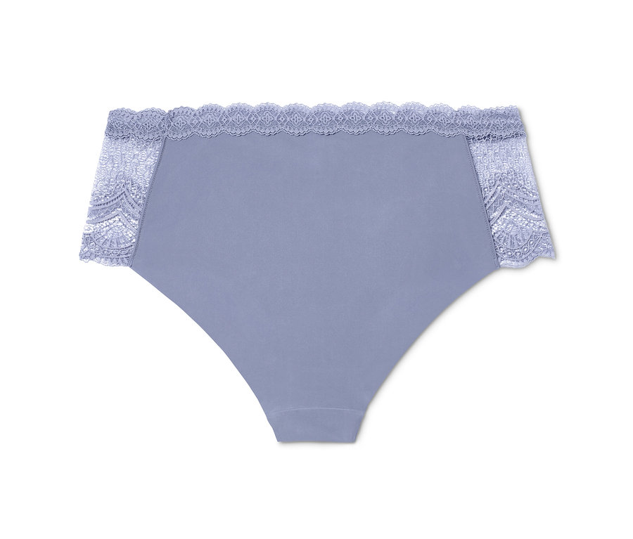 Fliederfarbene Midrise-Panty mit Spitze.