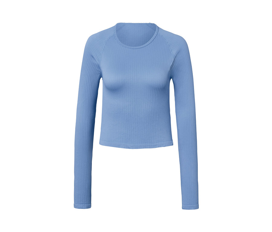 Hellblaues Sportshirt mit langen Ärmeln.