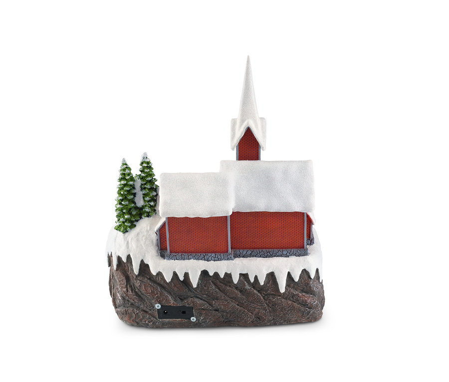 Modell Luville - Bergdorf mit Kirche, bedeckt mit Schnee.
