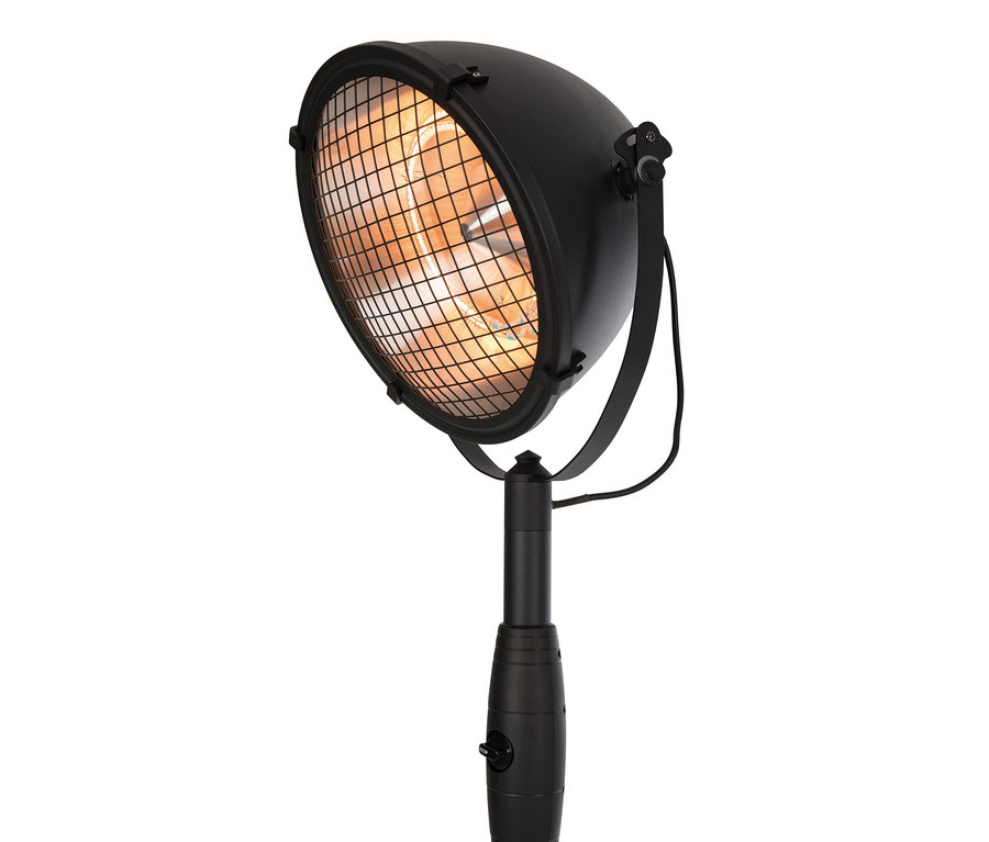 Schwarzer Sunred-Standheizstrahler »Indus Standing 2100« mit Schutzgitter.