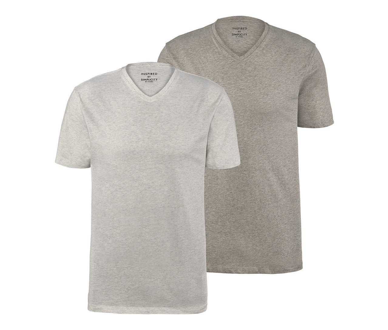 Zwei graue T-Shirts mit V-Ausschnitt, 2 Stück.