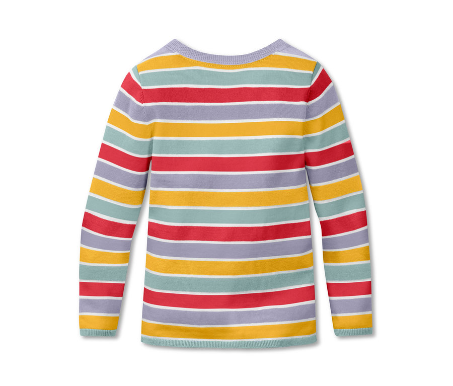 Gestreifte Strickjacke in Herbstfarben.