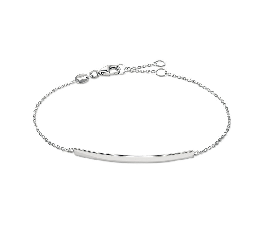 Nahaufnahme des rhodinierten 925er Silber Armbands Identität.