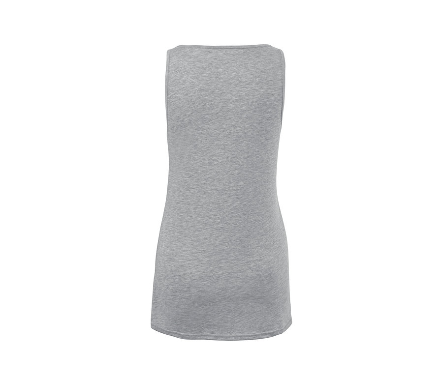Detailansicht von hinten von einem grauen 2-in-1-Sportshirt, schwarz.