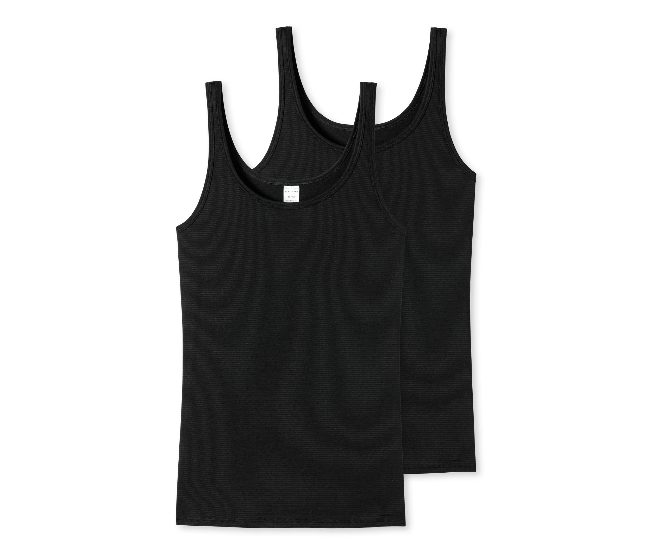 Trägertops mit Modal - Damen - Gr. 38 - schwarz - schwarz