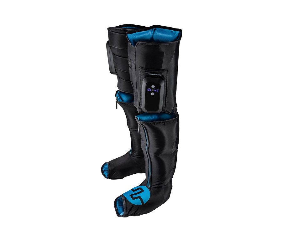 Schwarze und blaue Compex Kompressionsstiefel Ayre.