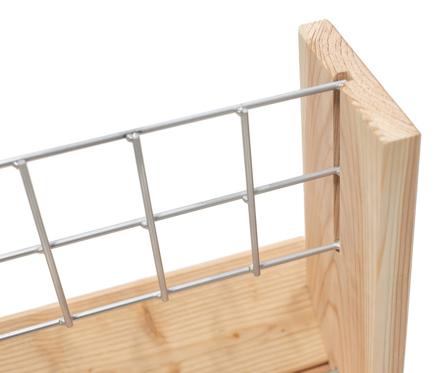 Detailaufnahme eines Premium-Kräuterregals mit Rankgitter, Größe L.