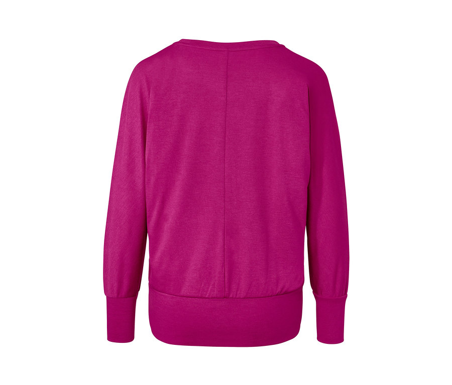Rückansicht eines fuchsiafarbenen Yogashirts.