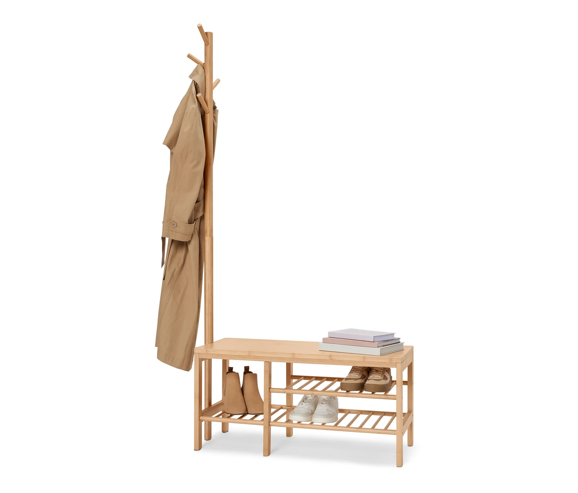 Tchibo - Sitzbank mit Garderobenständer - 90x38x182cm - naturfarben -