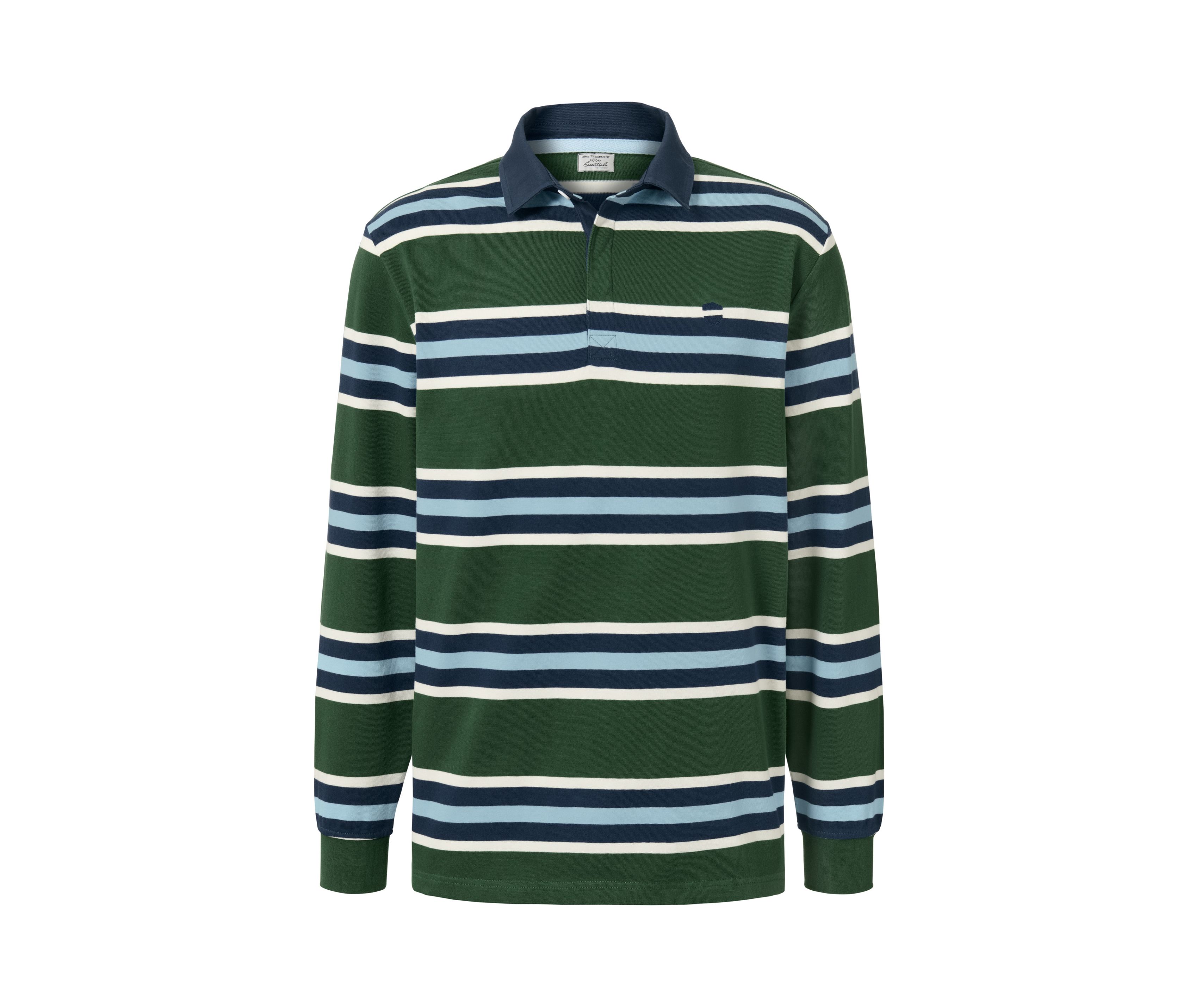 Tchibo - Langarm-Poloshirt - Herren - Gr. S - weiß/gestreift