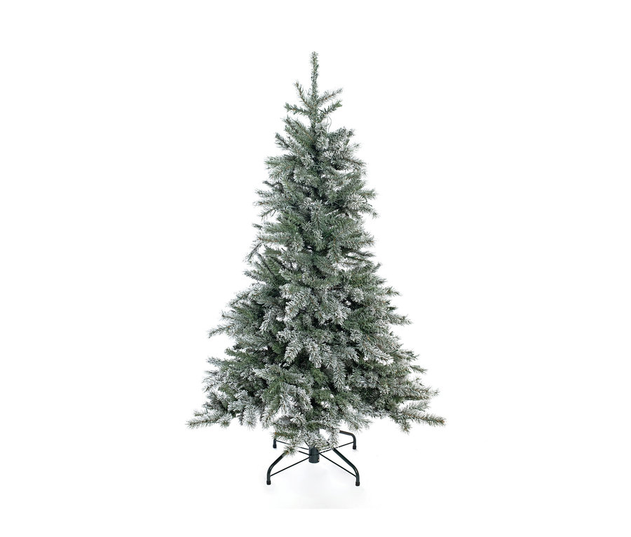 Ein beschneiter künstlicher Weihnachtsbaum »Fichte« mit LED-Lichterkette, 150 cm hoch.