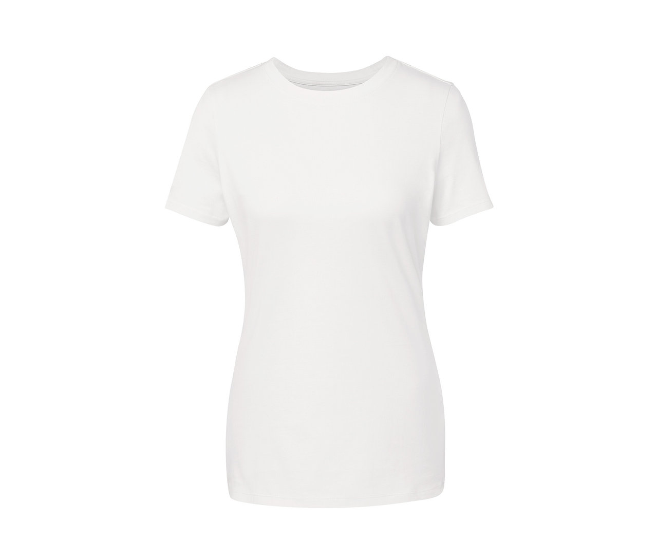 Weißes Basic T-Shirt mit kurzen Ärmeln und Rundhalsausschnitt.