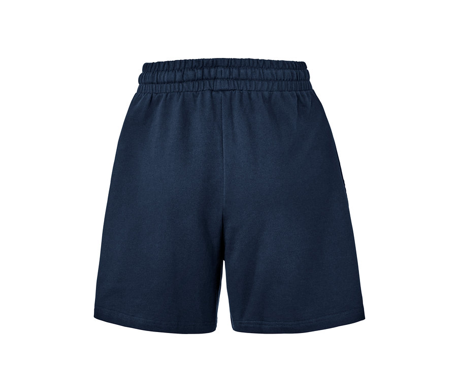 Dunkelblaue Sport-Sweatshorts mit elastischem Bund.