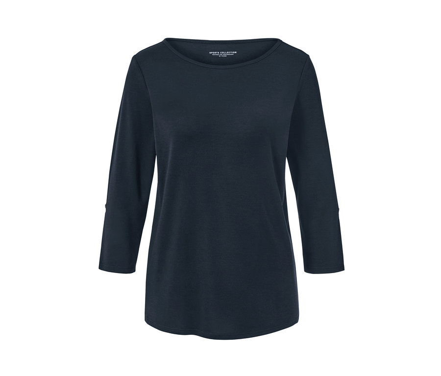 Dunkelblaues Funktionsshirt mit 3/4-Ärmeln.