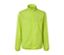 Neonlime Windprotection-Laufjacke mit Reißverschluss und Muster im oberen Bereich.