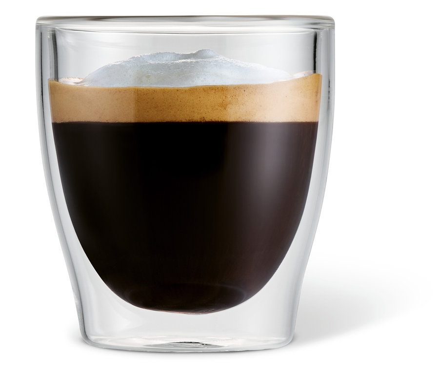 Espresso in 2 doppelwandigen Gläsern.
