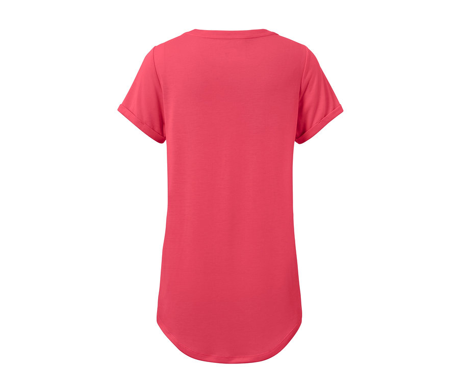 Rückansicht eines pinken Longshirts.