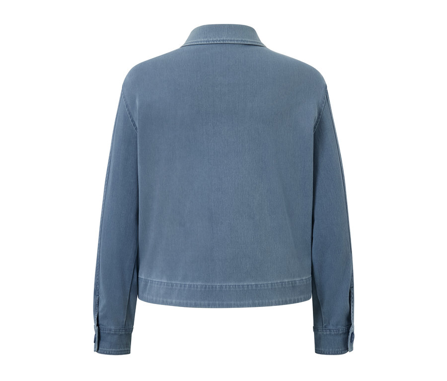 Hellblaue Jerseyjacke in Jeansoptik.