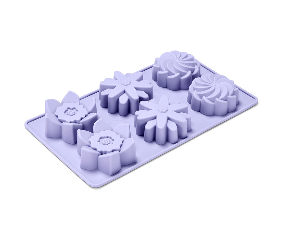 Lila Blüten-Backform.