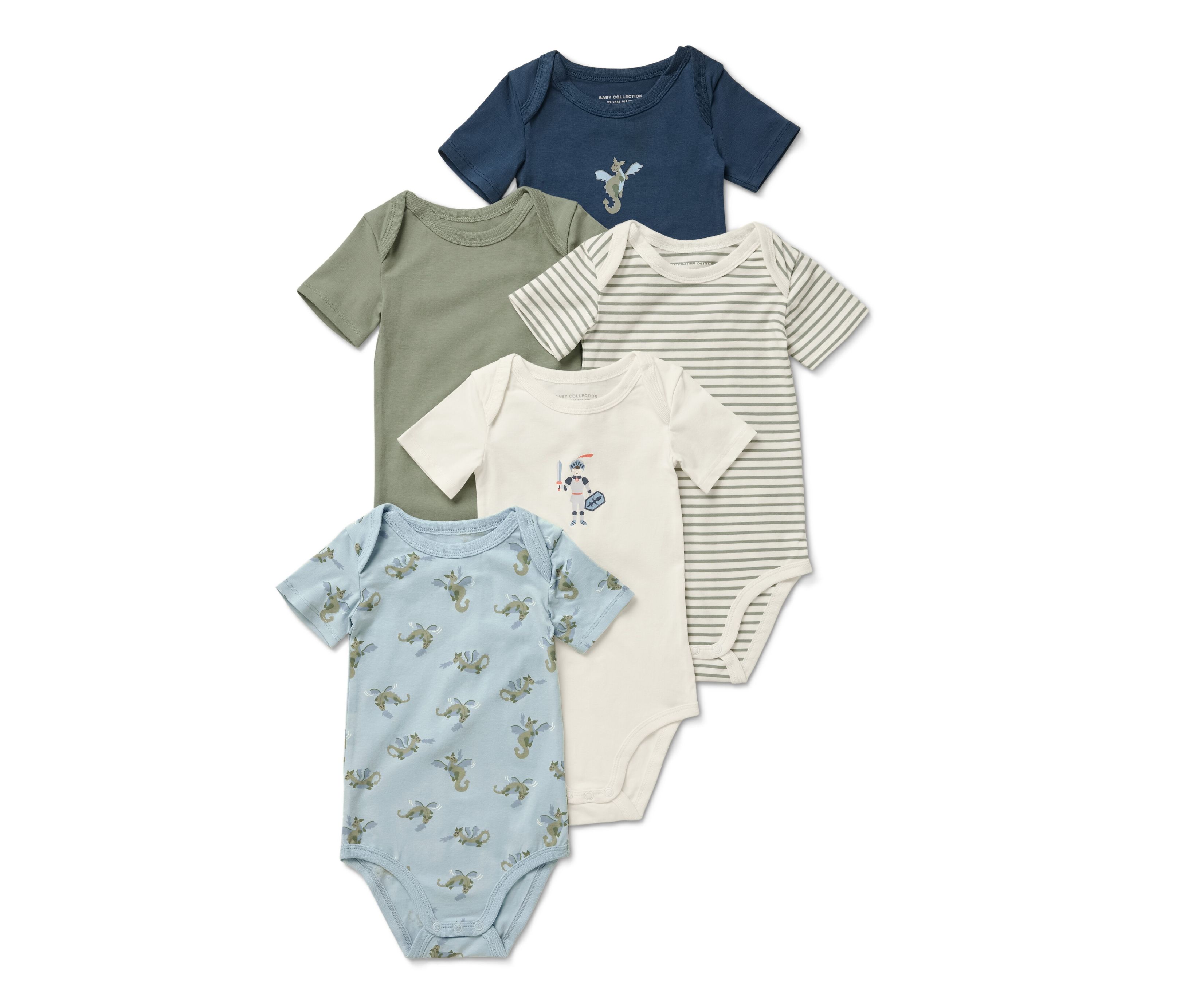 Tchibo - 5 Baby-Bodys mit Mitwachsfunktion - Baby - Gr. 62/68 - creme/print