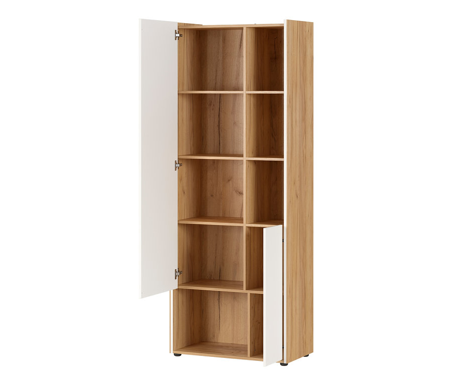 Offenes braunes und weißes Aktenschranksystem "Indianapolis" mit Regalen.