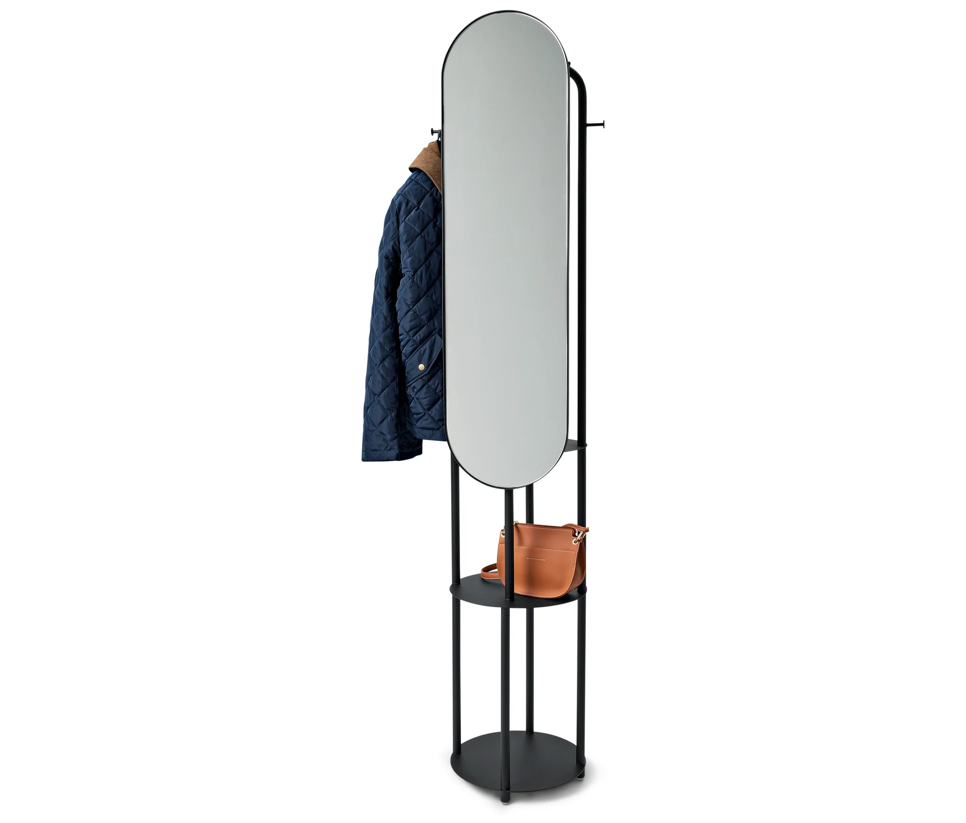 Tchibo - Standgarderobe mit großem Spiegel - 43x35x187cm - schwarz -