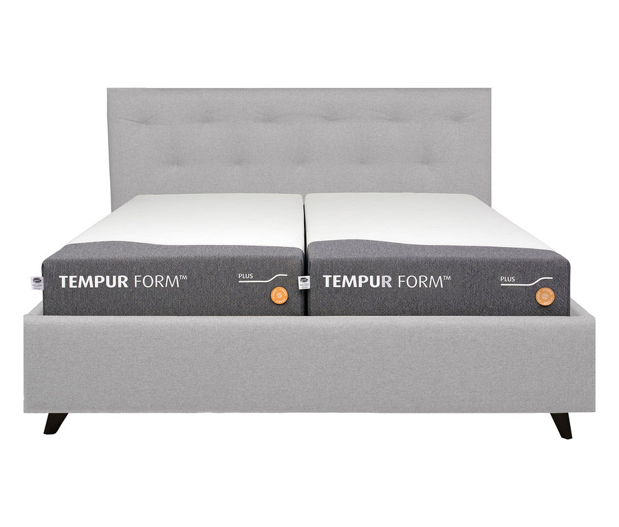 Ein hellgraues TEMPUR FORM™ Bett DOTS, 180 x 200 cm.