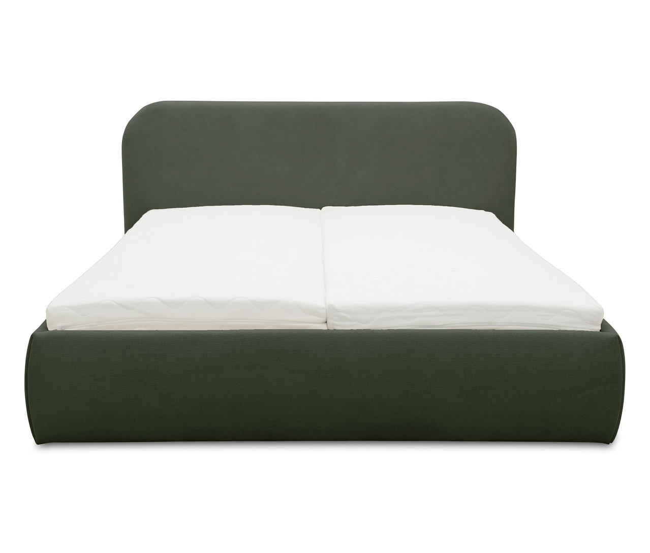 Grünes DOMO collection Polsterbett, 180 x 200 cm, inklusive Lattenrost und Matratze.