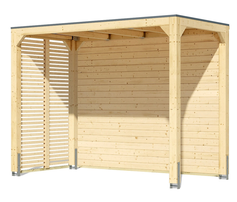 Karibu Pavillon »Markaska« mit Leimholz-Balken und Dacheindeckung - 320x160x239cm - braun -