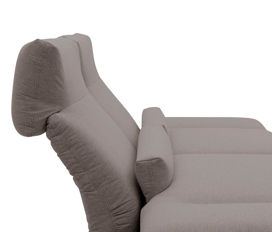 Detailansicht des taupefarbenen DOMO 2-Sitzer-Sofas "FuAR", drehbar.