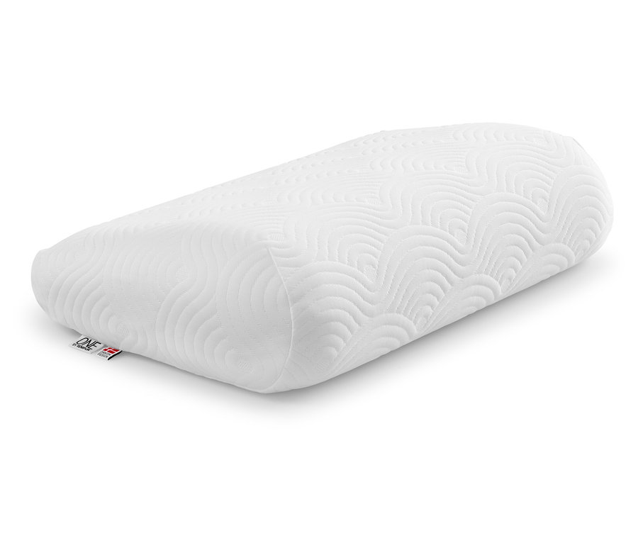 Ein weißes TEMPUR ONE® Support Schlafkissen auf einem weißen Hintergrund.