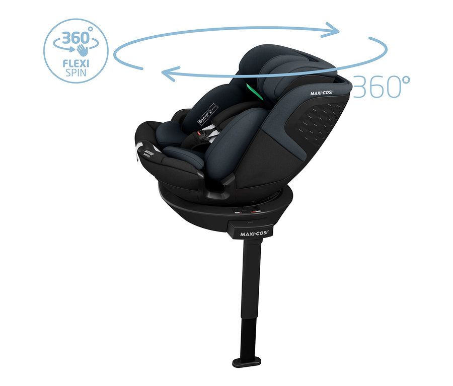 Schwarz-grauer Maxi-Cosi Kinder-Autositz »Emerald 360 S« nach links gedreht.