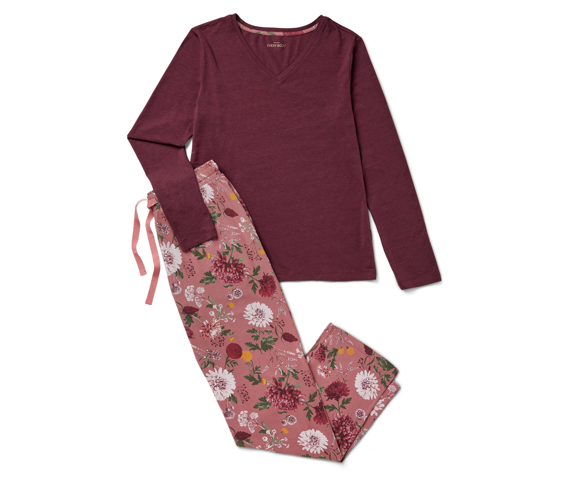 Pyjama-Set - Damen - Gr. L - bordeaux - bordeaux