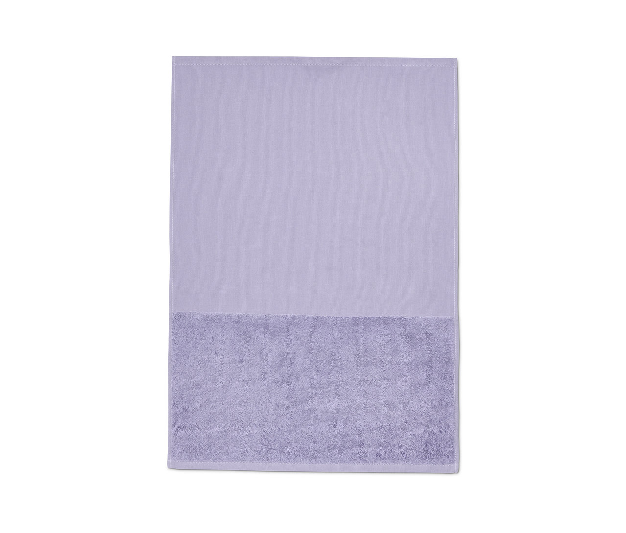 Ein lila Küchenhandtuch.