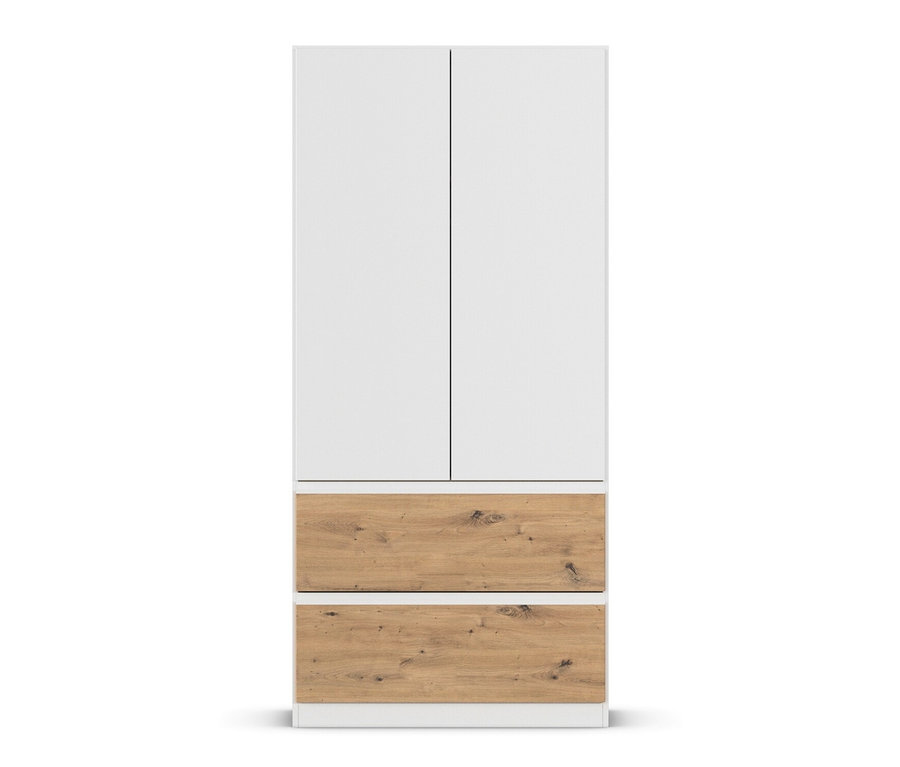 rauch Kleiderschrank »Joel«, 2 Türen und 2 Schubladen, weiß/Eiche Artisan.