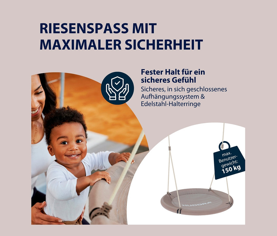 Mutter mit Kind an beiger HUDORA Nestschaukel »Lounge«, Ø 90 cm.